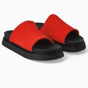 COS Knitted Chunky Red Sandals Size 6